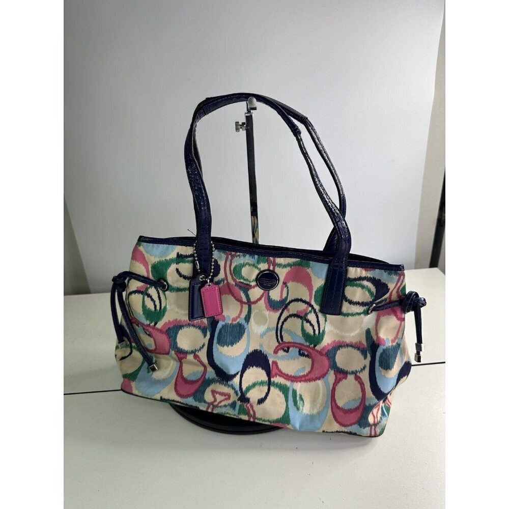 DAMAGED STRAPS - Coach F24453 Ikat Large Carryall Multicolored Signature C